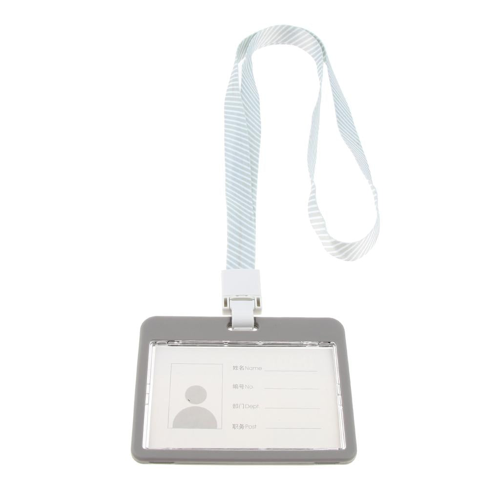 5 Pieces PVC Business Work Office Card Badges Holder ID Card Cases Gray