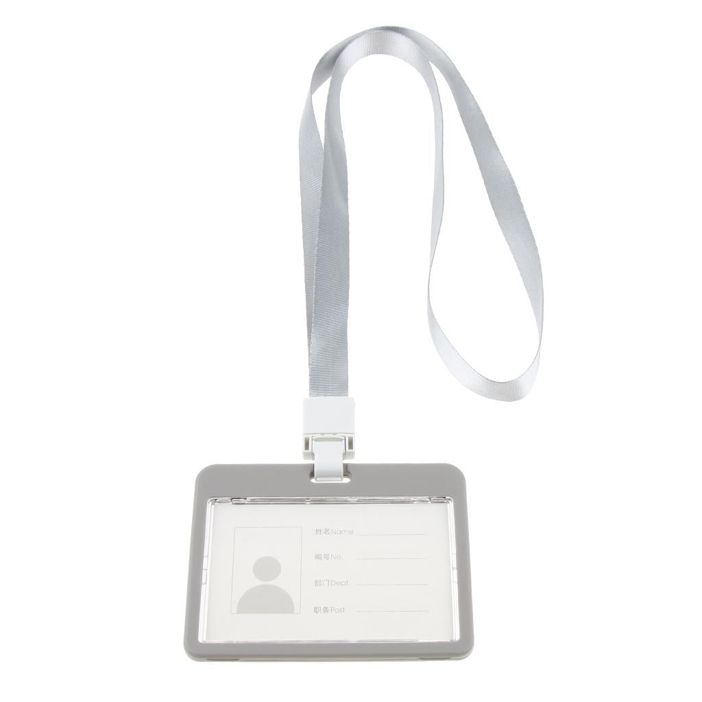 5 Pieces PVC Business Work Office Card Badges Holder ID Card Cases Gray