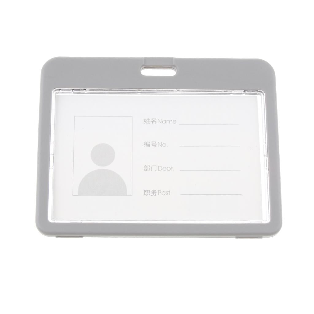 5 Pieces PVC Business Work Office Card Badges Holder ID Card Cases Gray