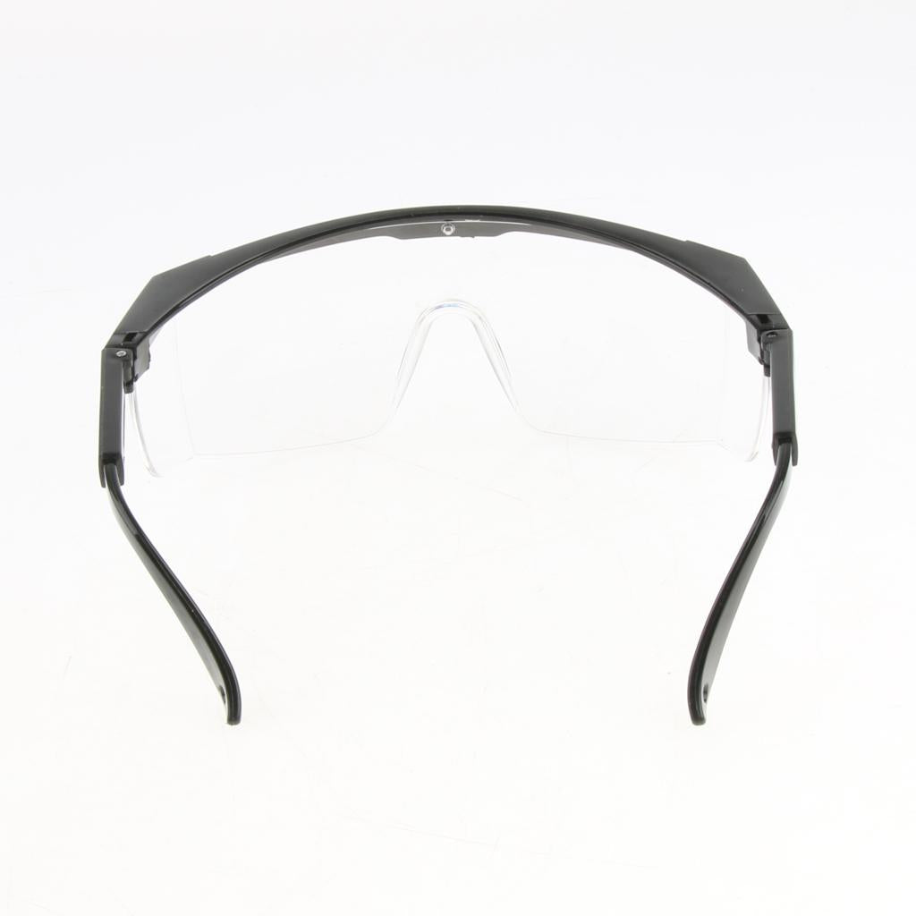 Adjustable Safety Protective PPE Glasses Goggles, Clear Lens, Black Frame