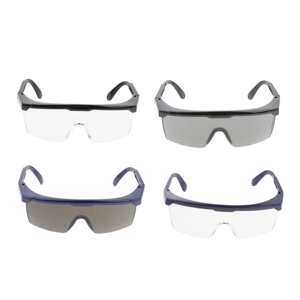 Adjustable Safety Protective PPE Glasses Goggles, Clear Lens, Black Frame