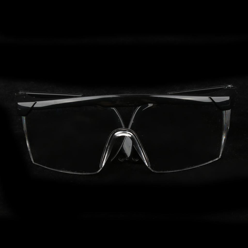 Adjustable Safety Protective PPE Glasses Goggles, Clear Lens, Black Frame