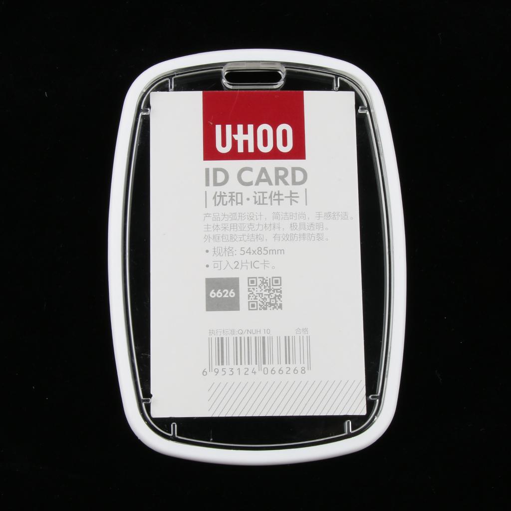 5 Vertical ID Badge Name Tag Credit Card Bus Pass Holder Protector White