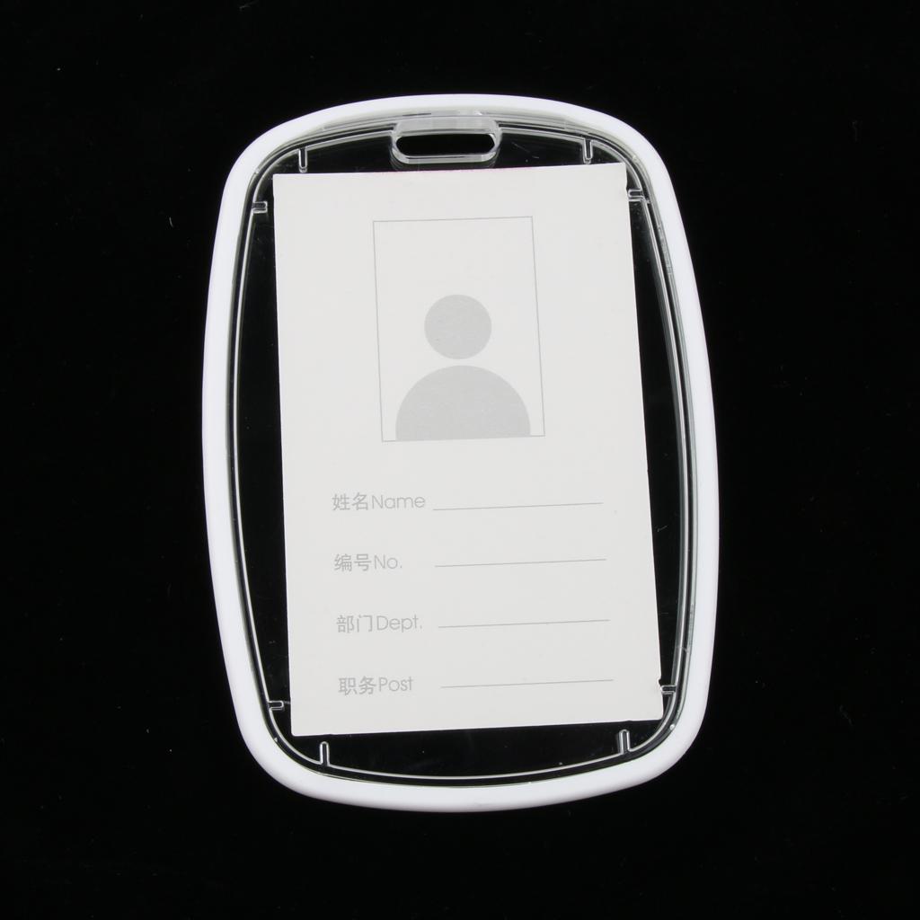 5 Vertical ID Badge Name Tag Credit Card Bus Pass Holder Protector White