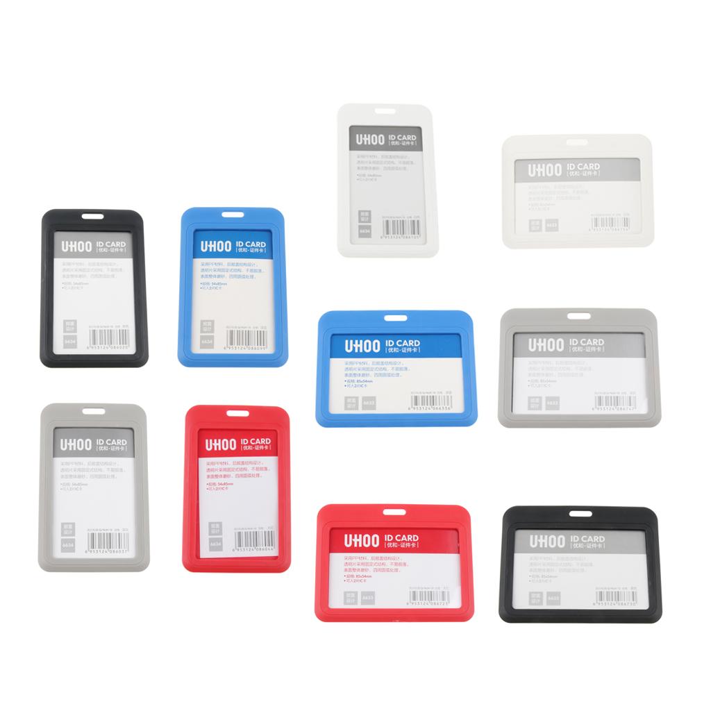 5 Pieces PVC Vertical Work Office Card Badge Holders ID Card Cases White