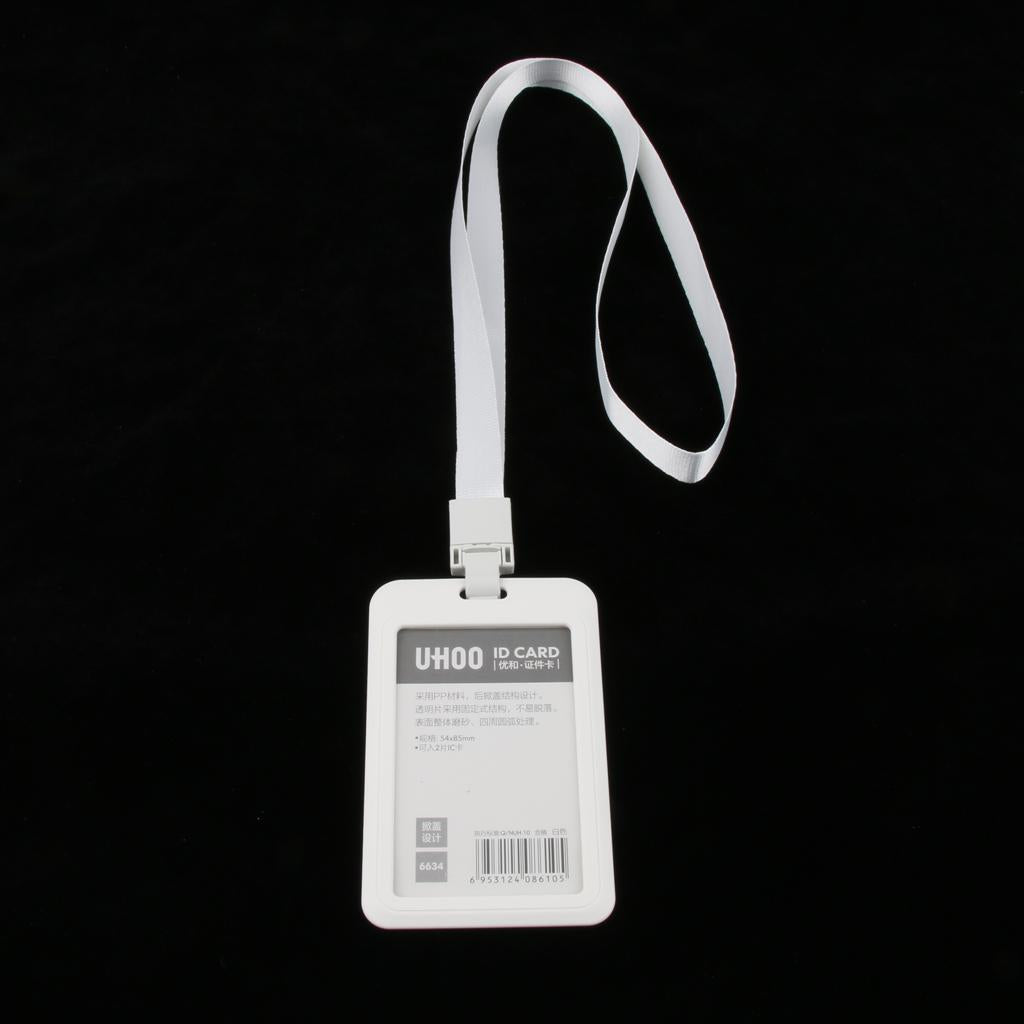 5 Pieces PVC Vertical Work Office Card Badge Holders ID Card Cases White