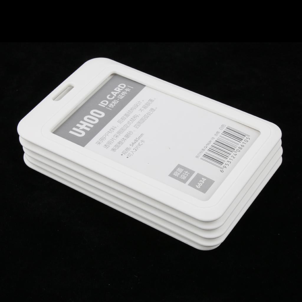 5 Pieces PVC Vertical Work Office Card Badge Holders ID Card Cases White