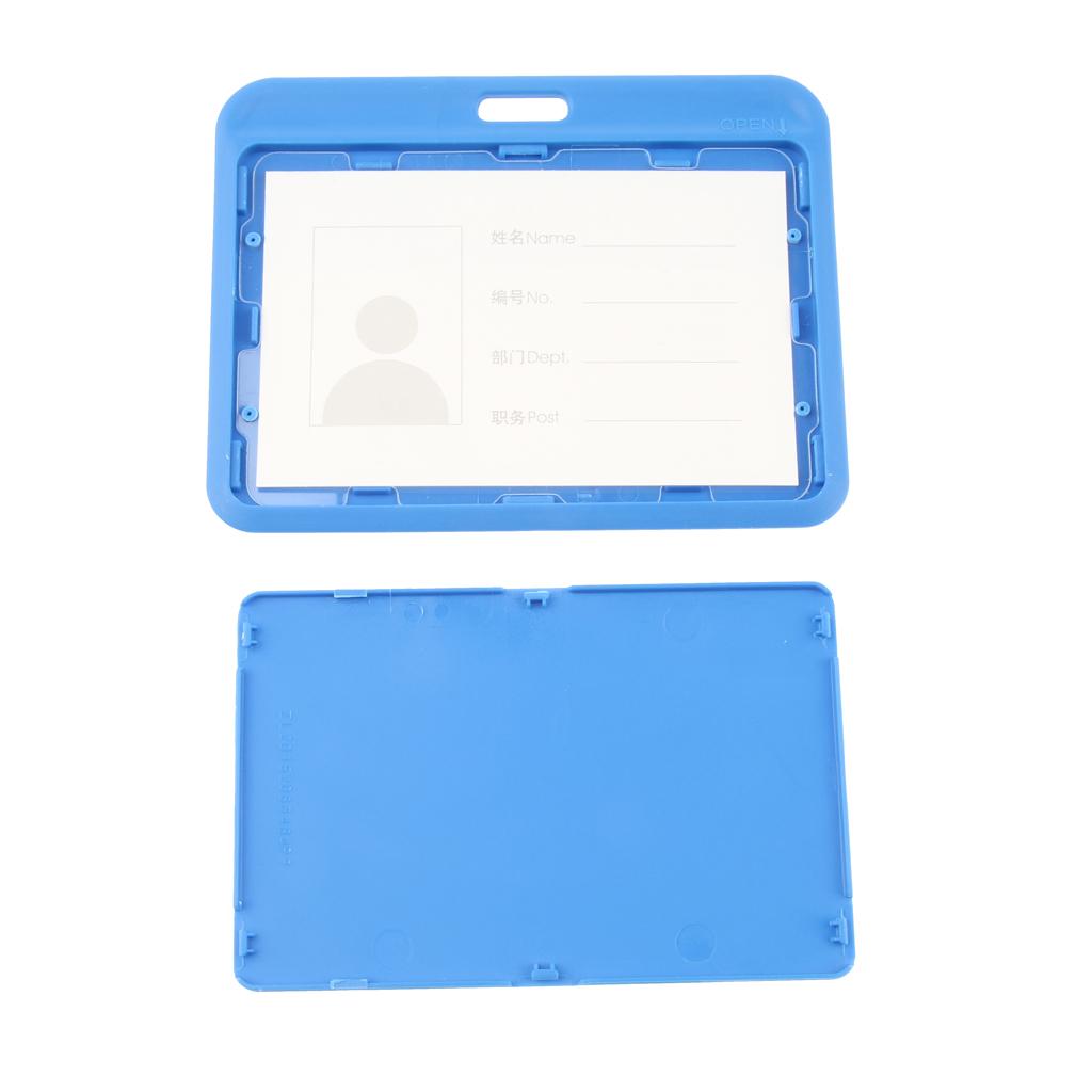 5 Pieces PVC Horizontal Work Office Card Badge Holders ID Card Cases Blue