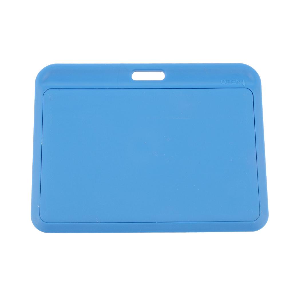 5 Pieces PVC Horizontal Work Office Card Badge Holders ID Card Cases Blue