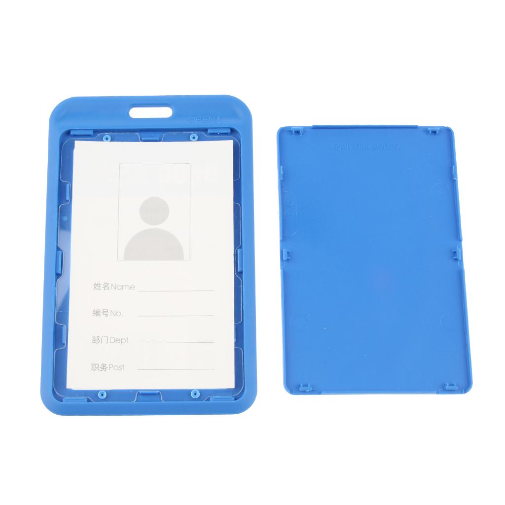 5 Pieces PVC Vertical Work Office Card Badge Holders ID Card Cases Blue