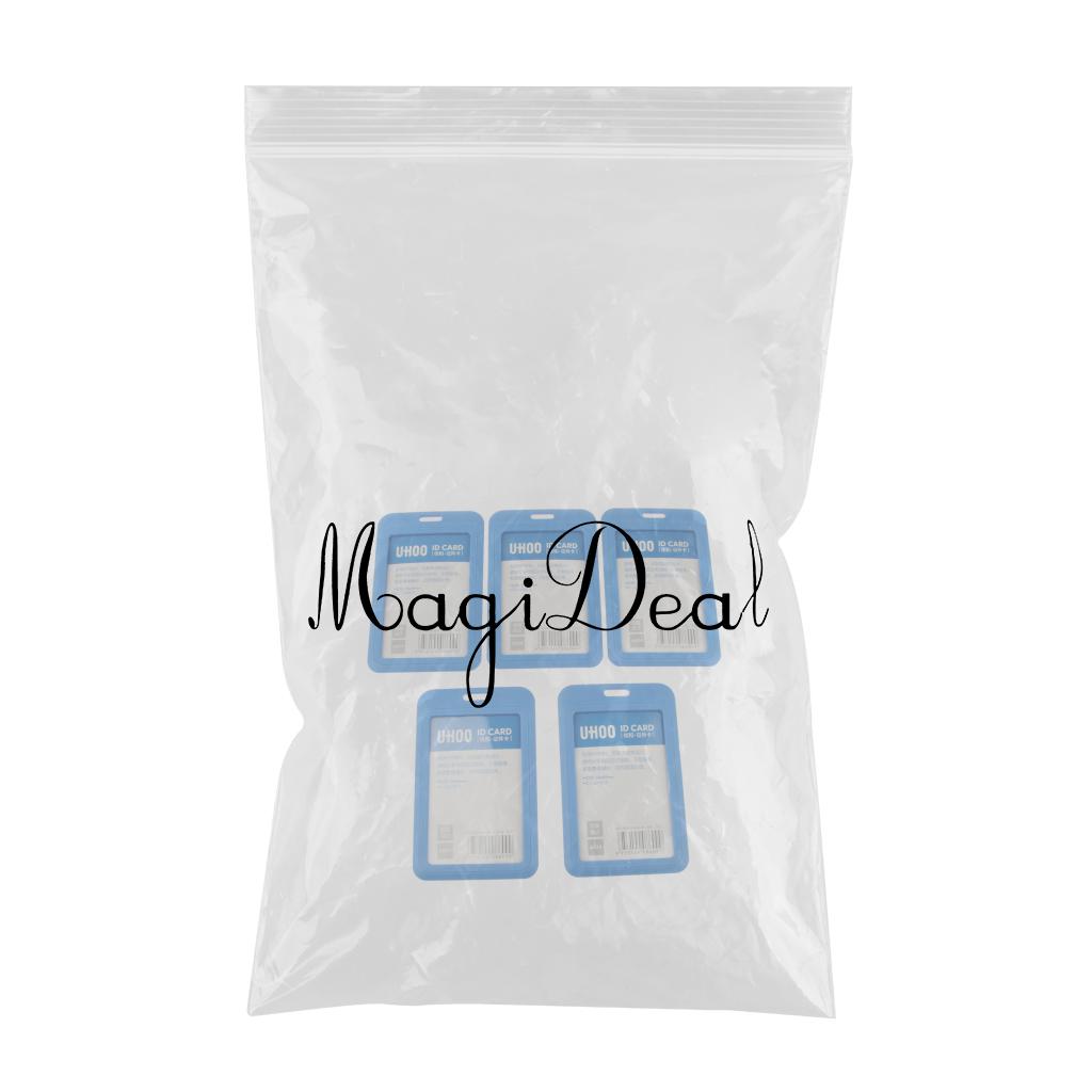 5 Pieces PVC Vertical Work Office Card Badge Holders ID Card Cases Blue