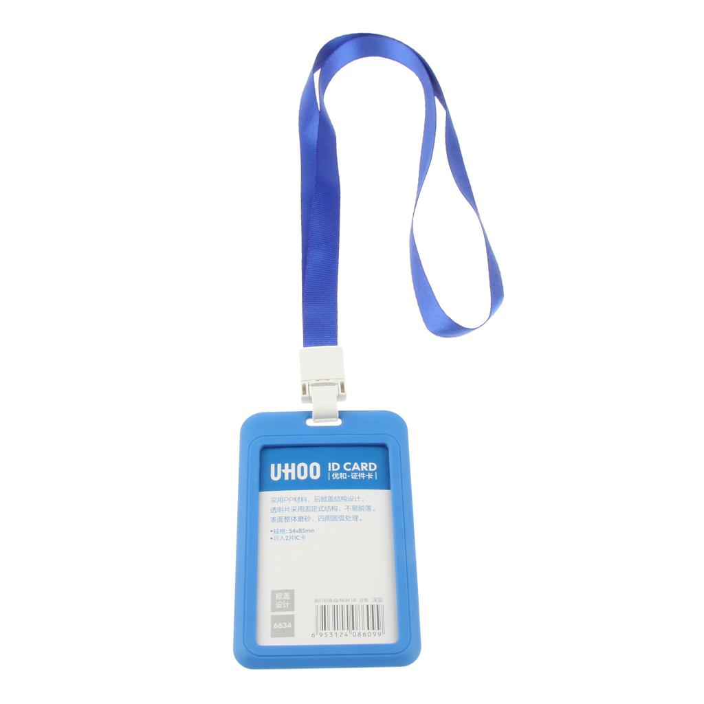 5 Pieces PVC Vertical Work Office Card Badge Holders ID Card Cases Blue