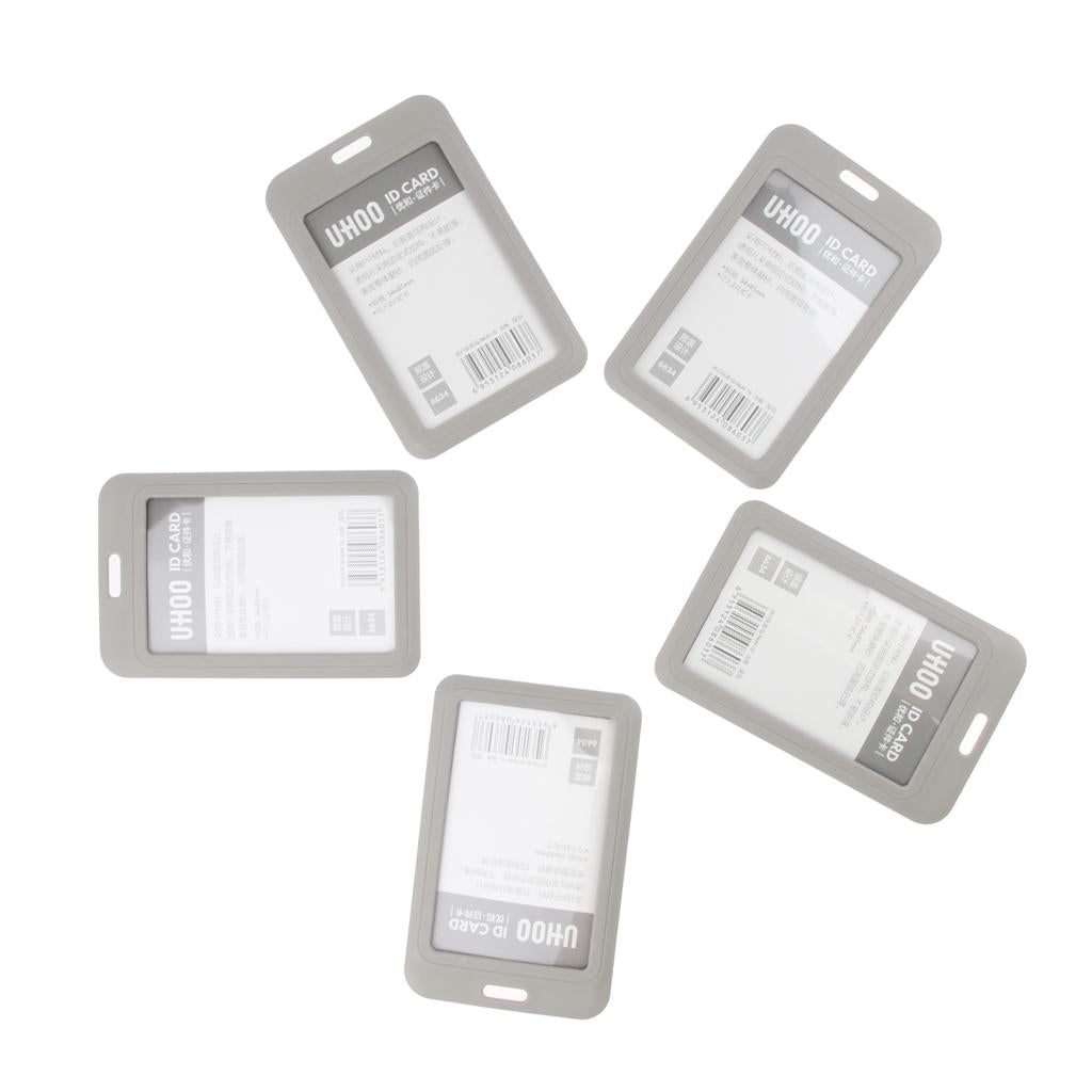 5 Pieces PVC Vertical Work Office Card Badge Holders ID Card Cases Gray