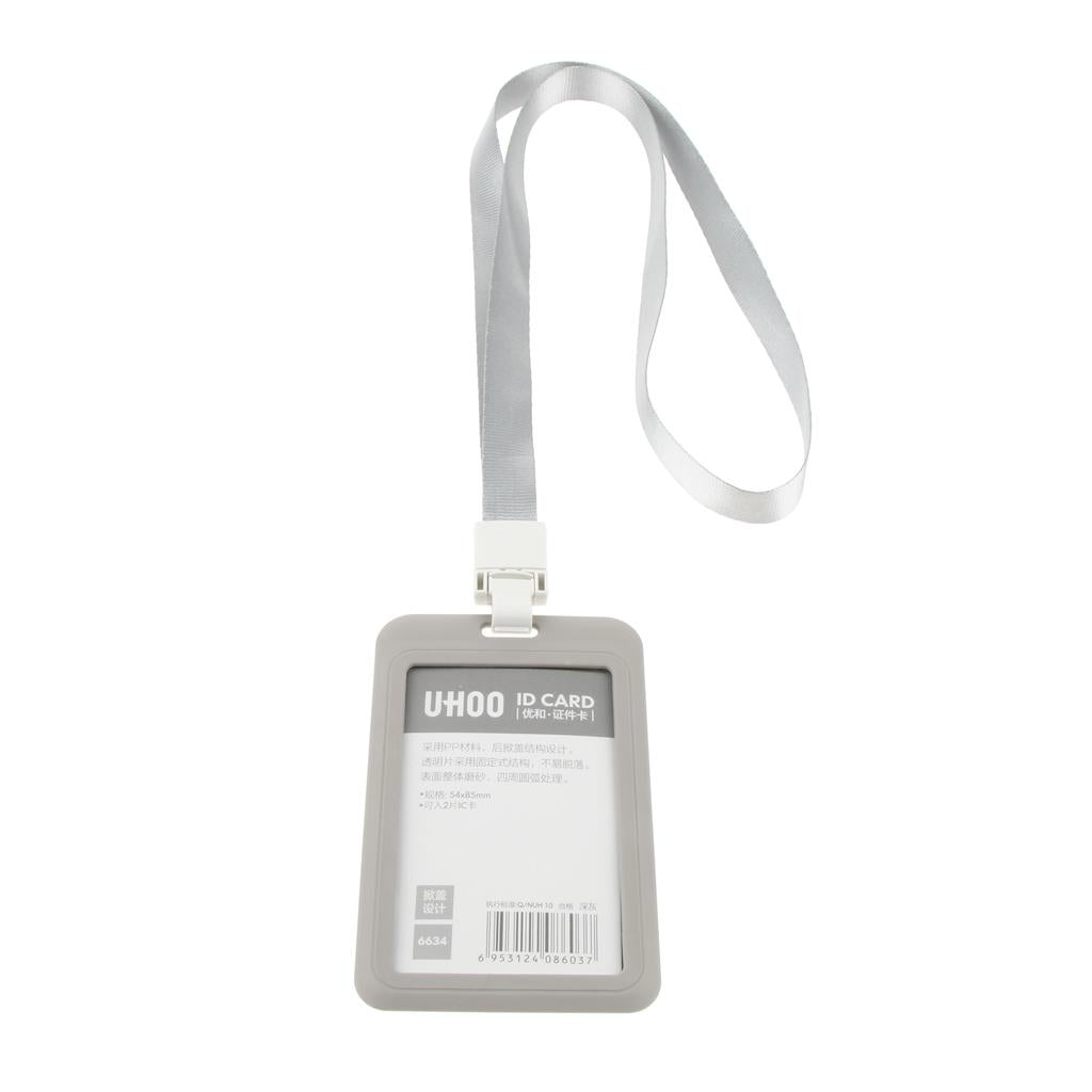 5 Pieces PVC Vertical Work Office Card Badge Holders ID Card Cases Gray