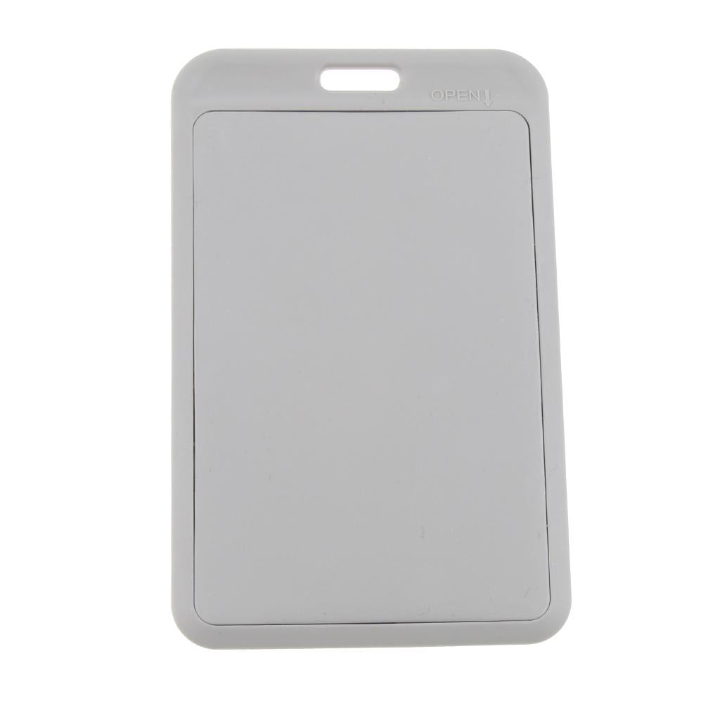 5 Pieces PVC Vertical Work Office Card Badge Holders ID Card Cases Gray