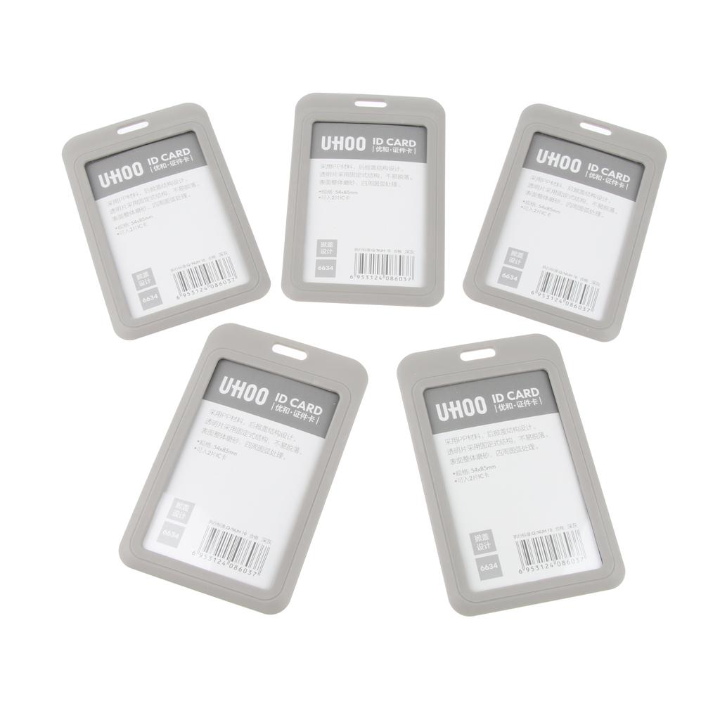 5 Pieces PVC Vertical Work Office Card Badge Holders ID Card Cases Gray