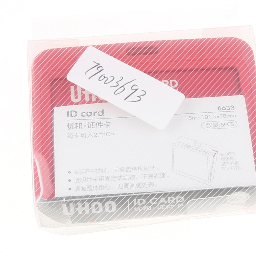 5 Pieces PVC Horizontal Work Office Card Badge Holders ID Card Cases Red