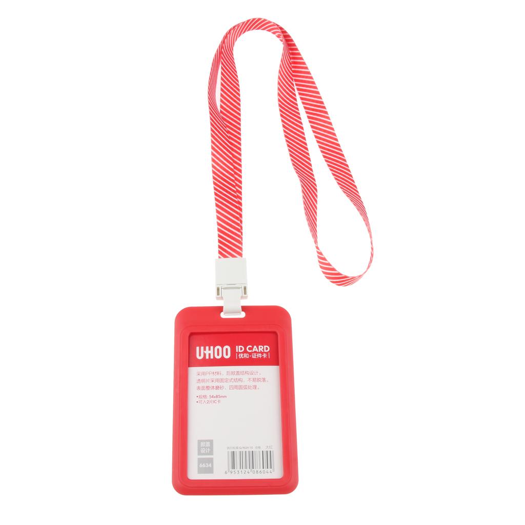 5 Pieces PVC Vertical Work Office Card Badge Holders ID Card Cases Red