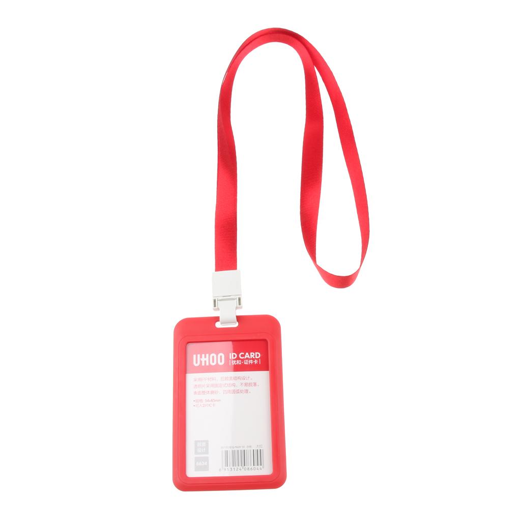 5 Pieces PVC Vertical Work Office Card Badge Holders ID Card Cases Red