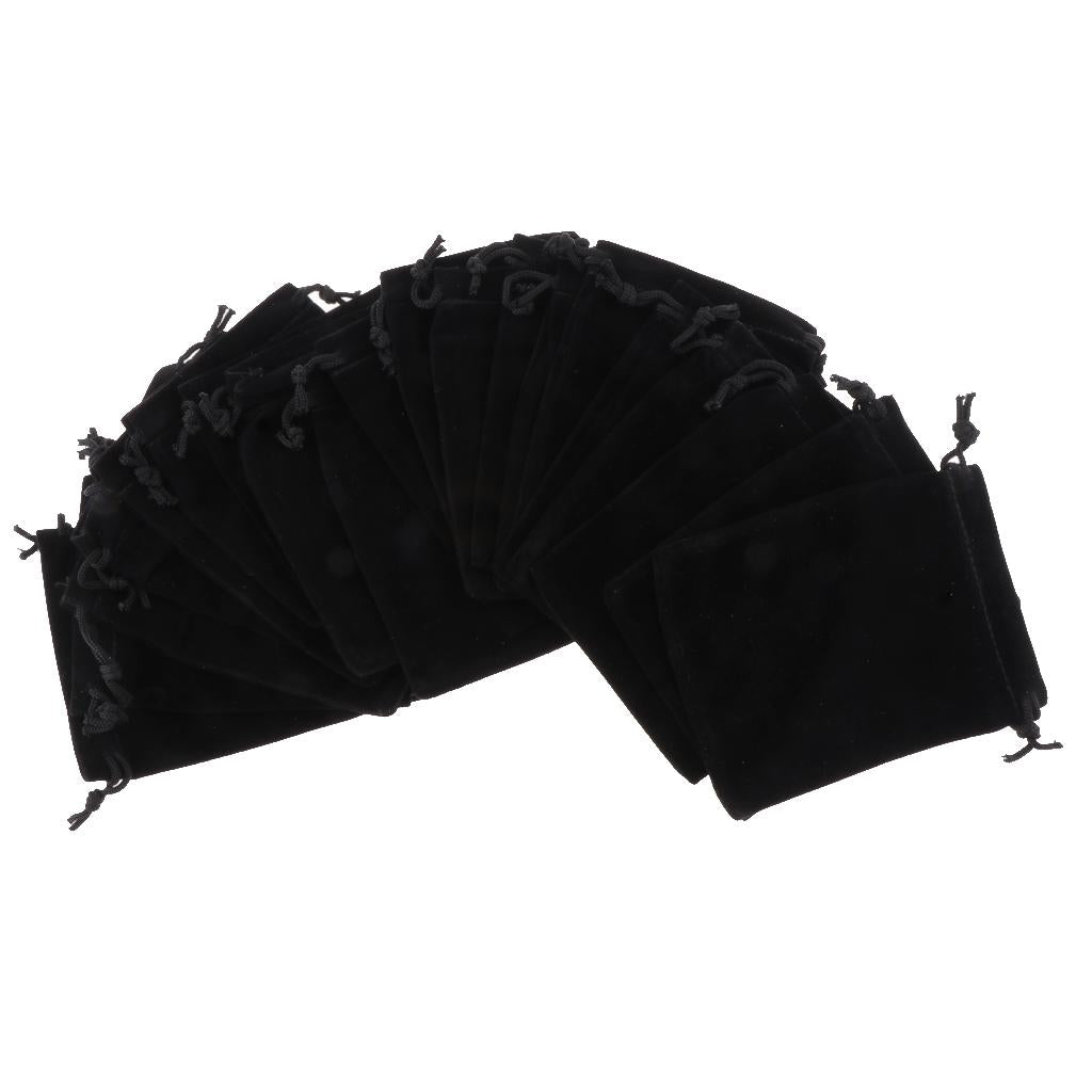 20 Pcs Velvet Jewelry Accessories Pouch Gift Bag 5 Color S/M/L Black L