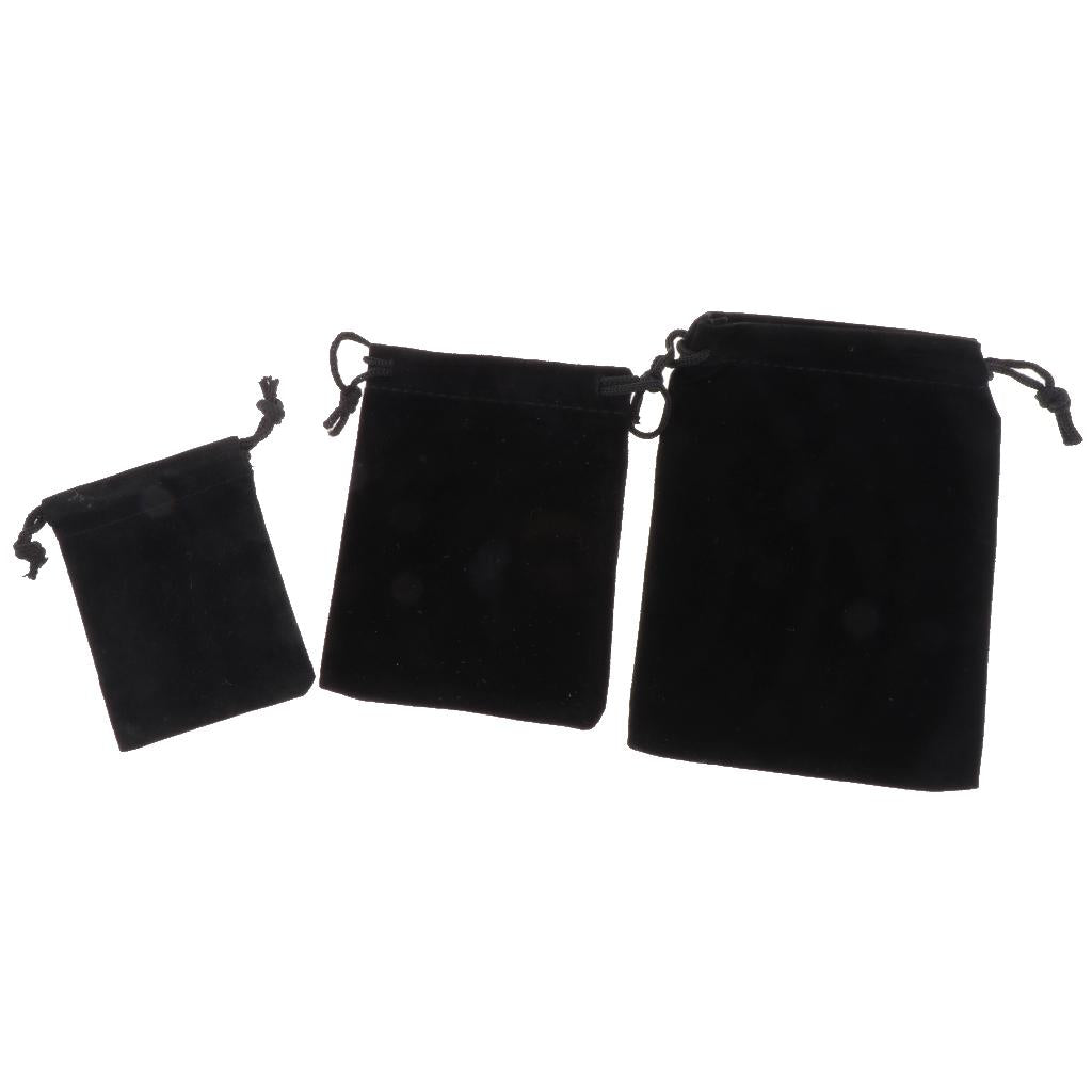 20 Pcs Velvet Jewelry Accessories Pouch Gift Bag 5 Color S/M/L Black L