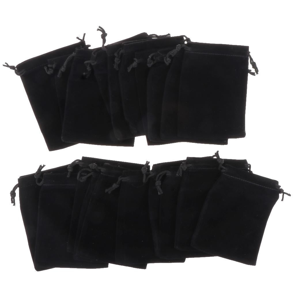 20 Pcs Velvet Jewelry Accessories Pouch Gift Bag 5 Color S/M/L Black M