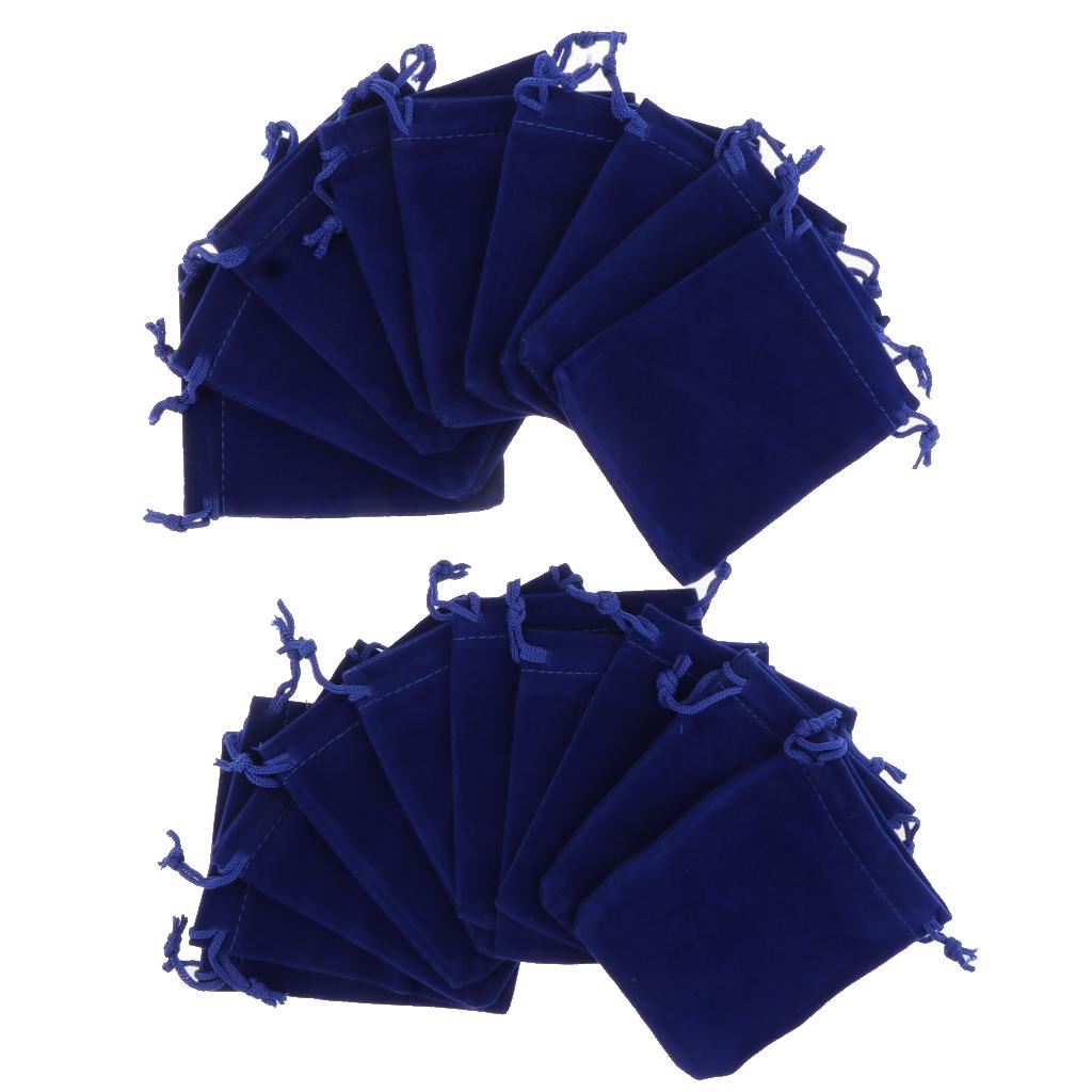 20 Pcs Velvet Jewelry Accessories Pouch Gift Bag 5 Color S/M/L Royal Blue L