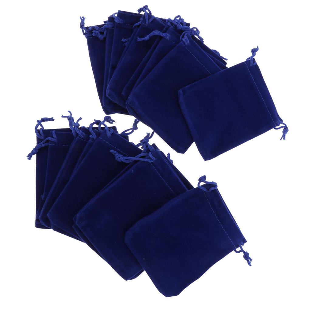 20 Pcs Velvet Jewelry Accessories Pouch Gift Bag 5 Color S/M/L Royal Blue L