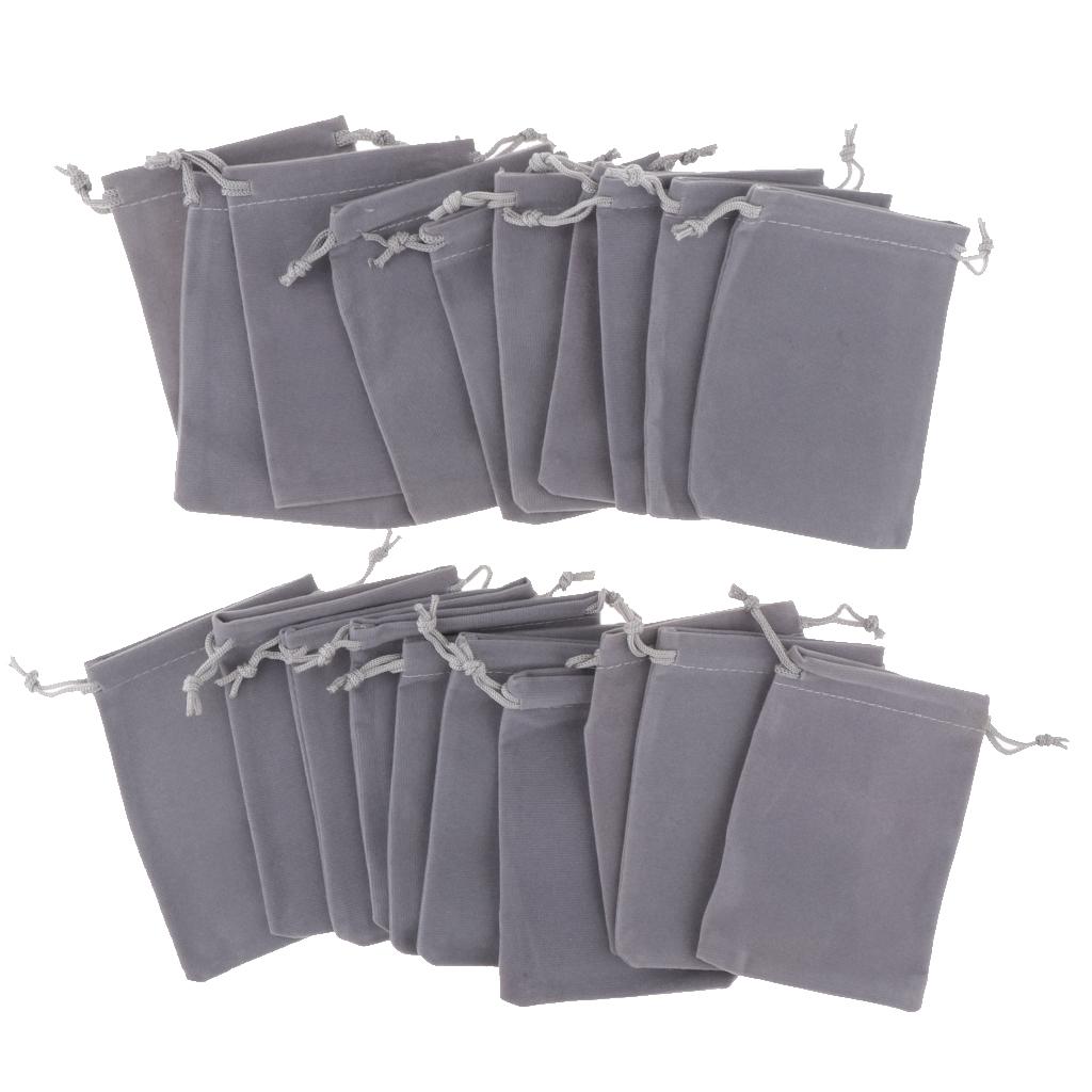 20 Pcs Velvet Jewelry Accessories Pouch Gift Bag 5 Color S/M/L Grey L