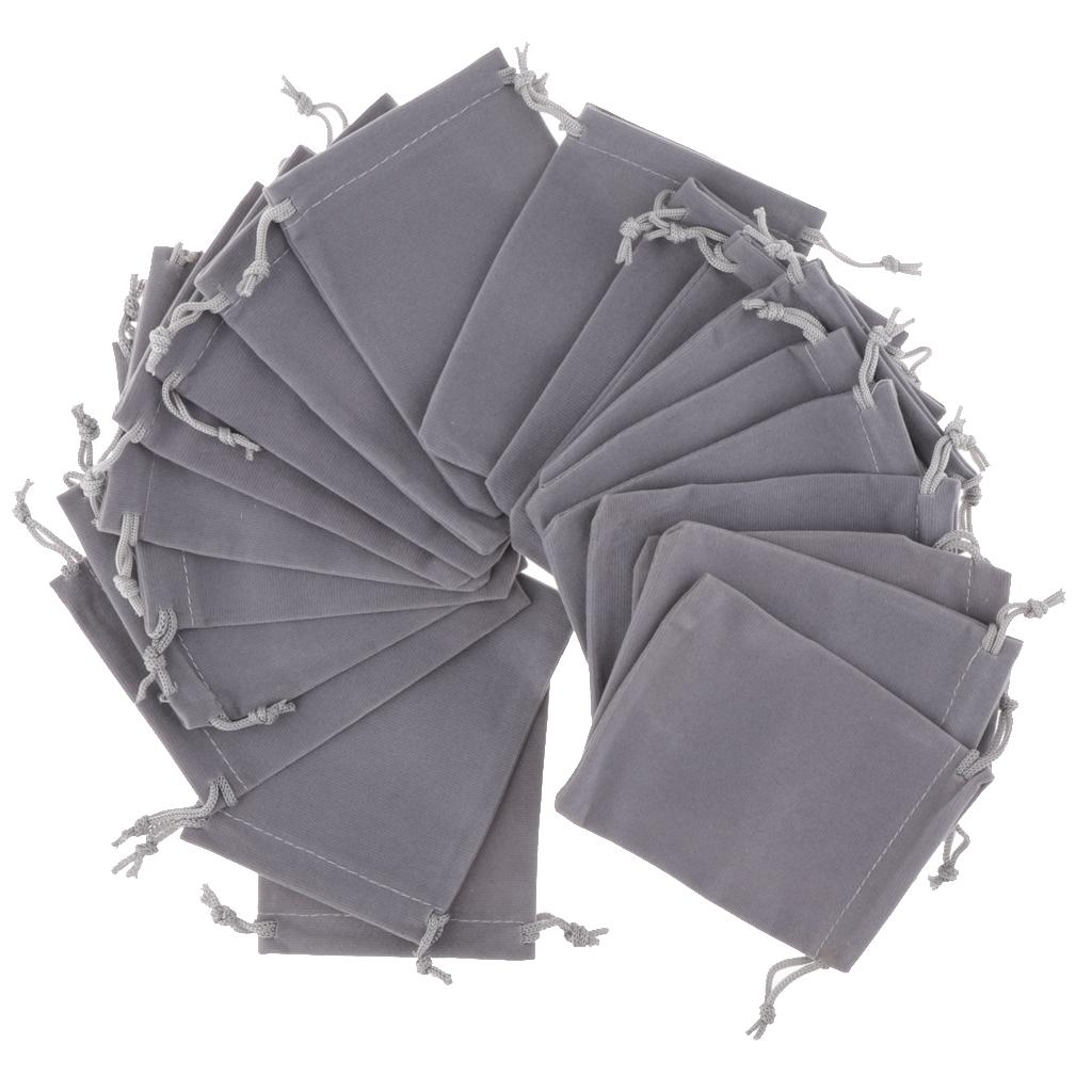 20 Pcs Velvet Jewelry Accessories Pouch Gift Bag 5 Color S/M/L Grey L