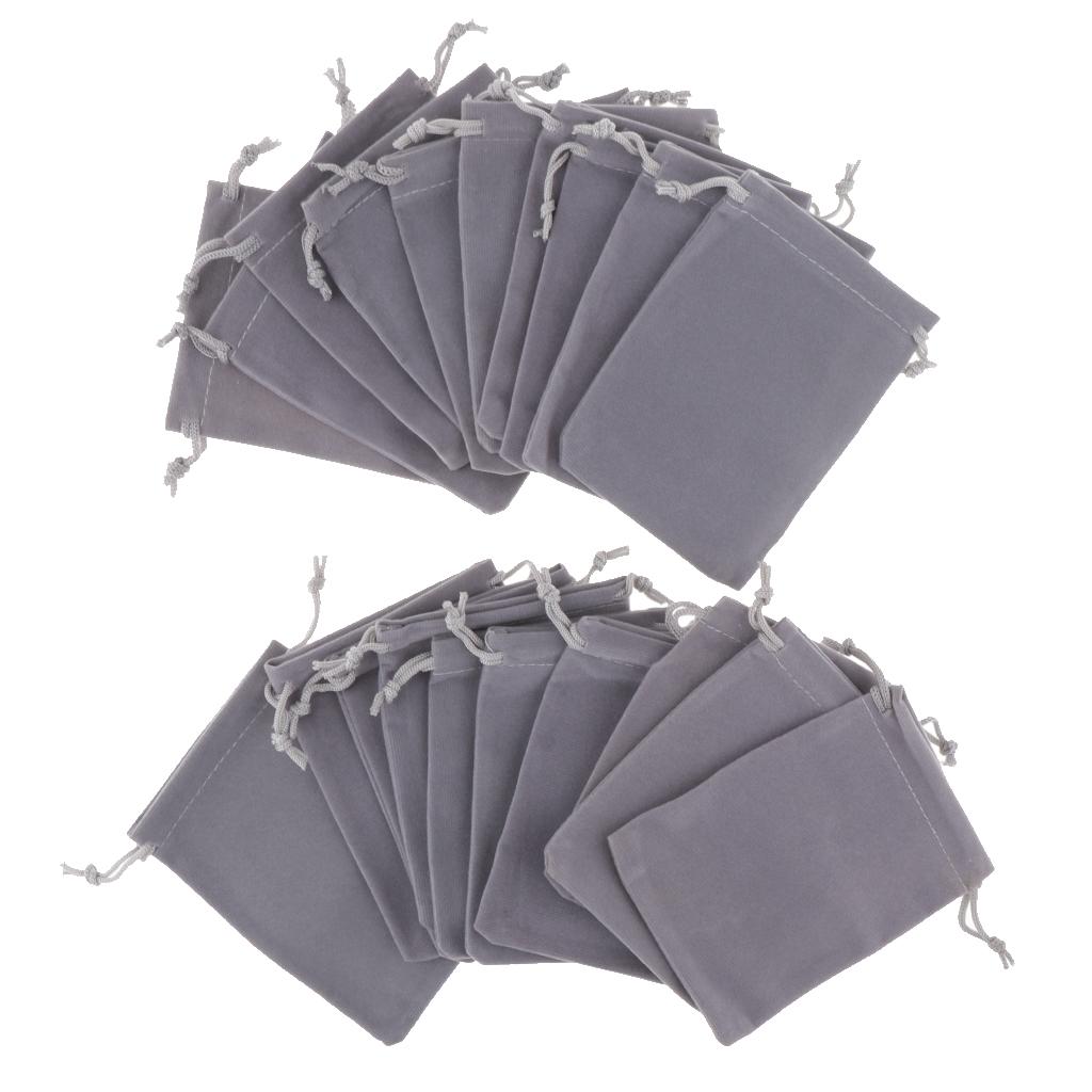 20 Pcs Velvet Jewelry Accessories Pouch Gift Bag 5 Color S/M/L Grey L