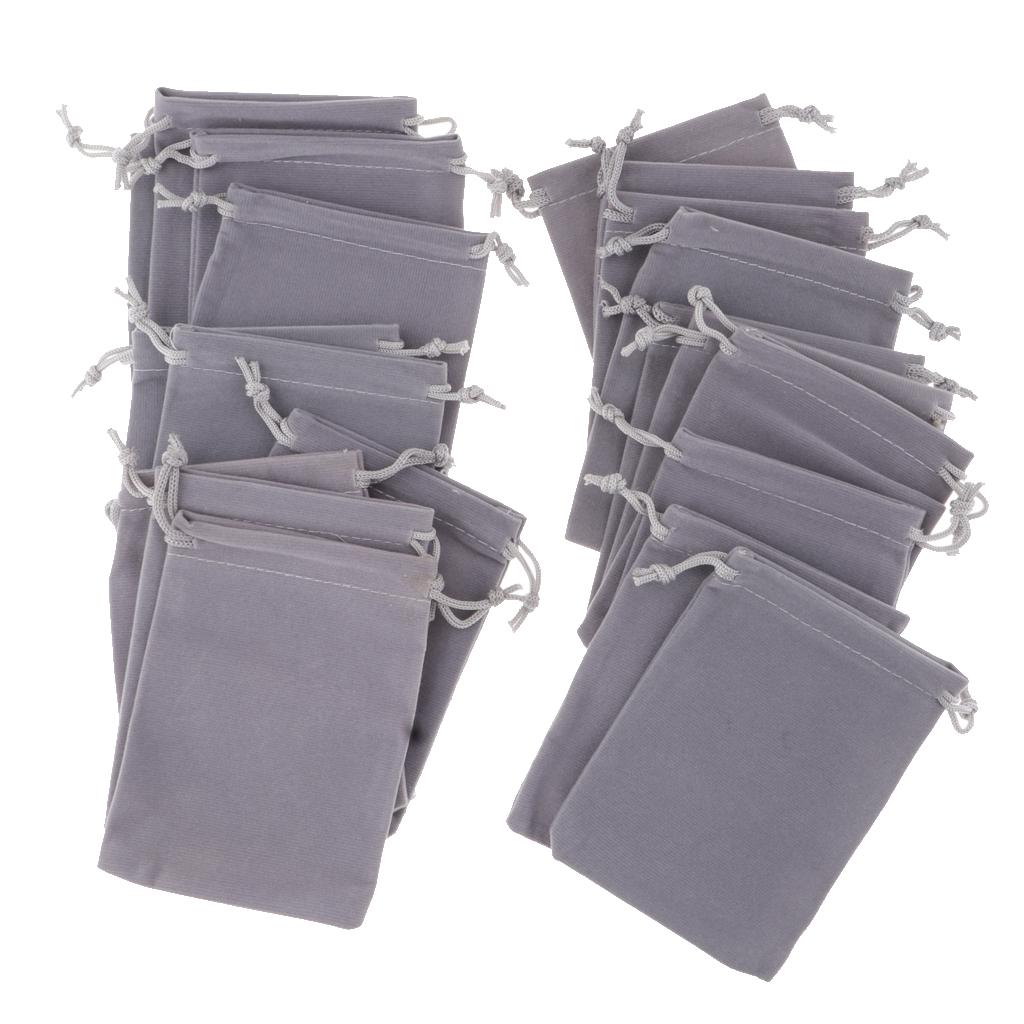 20 Pcs Velvet Jewelry Accessories Pouch Gift Bag 5 Color S/M/L Grey L