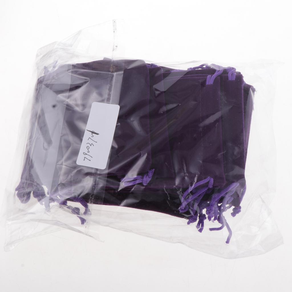 20 Pcs Velvet Jewelry Accessories Pouch Gift Bag 5 Color S/M/L Plum Purple L