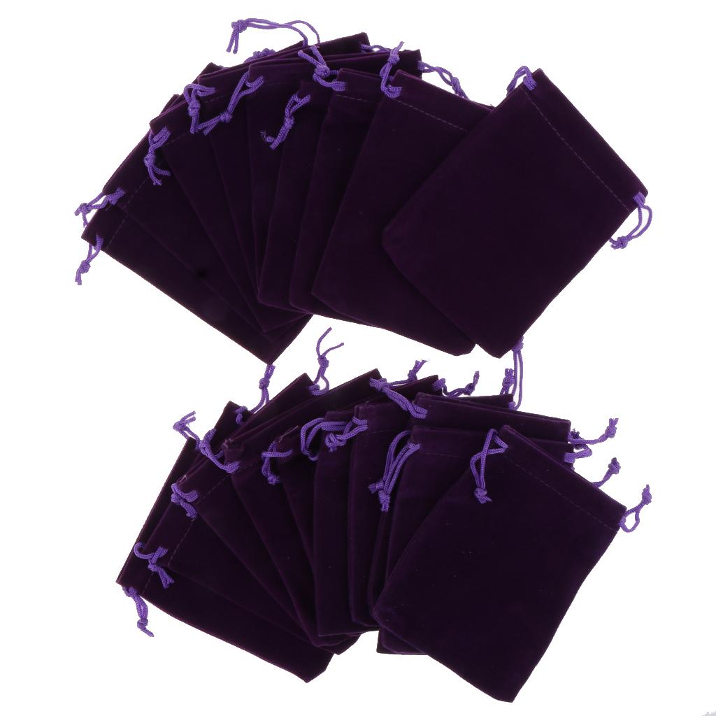 20 Pcs Velvet Jewelry Accessories Pouch Gift Bag 5 Color S/M/L Plum Purple L