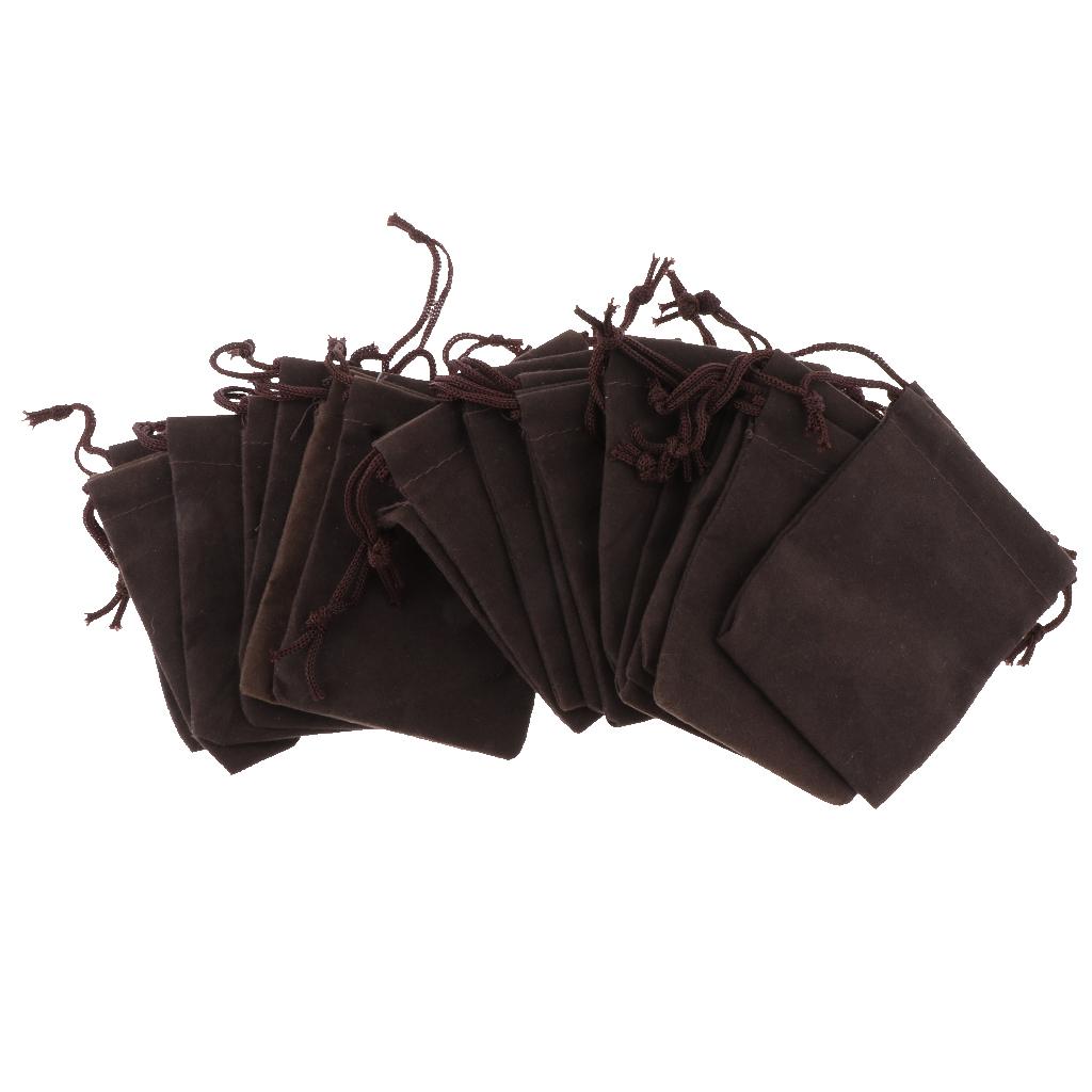 20 Pcs Velvet Jewelry Accessories Pouch Gift Bag 5 Color S/M/L Chocolate M