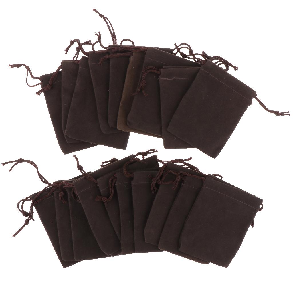 20 Pcs Velvet Jewelry Accessories Pouch Gift Bag 5 Color S/M/L Chocolate M