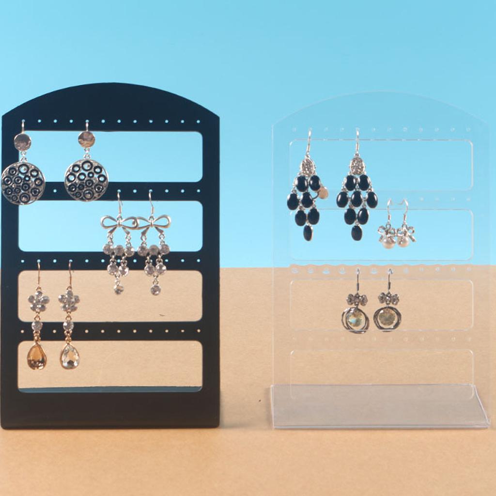 5 Pieces Acrylic Modern Earring Stud Tray Jewelry Display Black Large