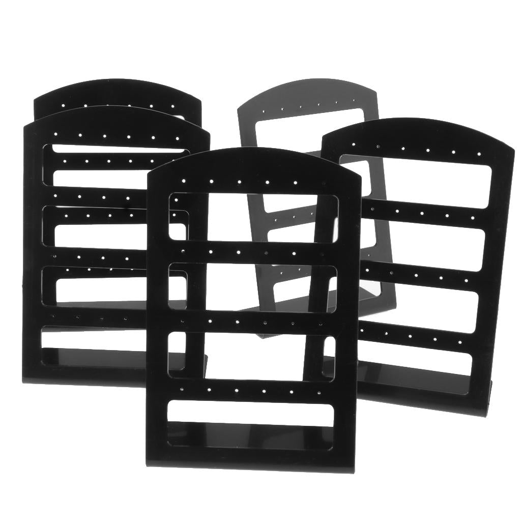 5 Pieces Acrylic Modern Earring Stud Tray Jewelry Display Black Small