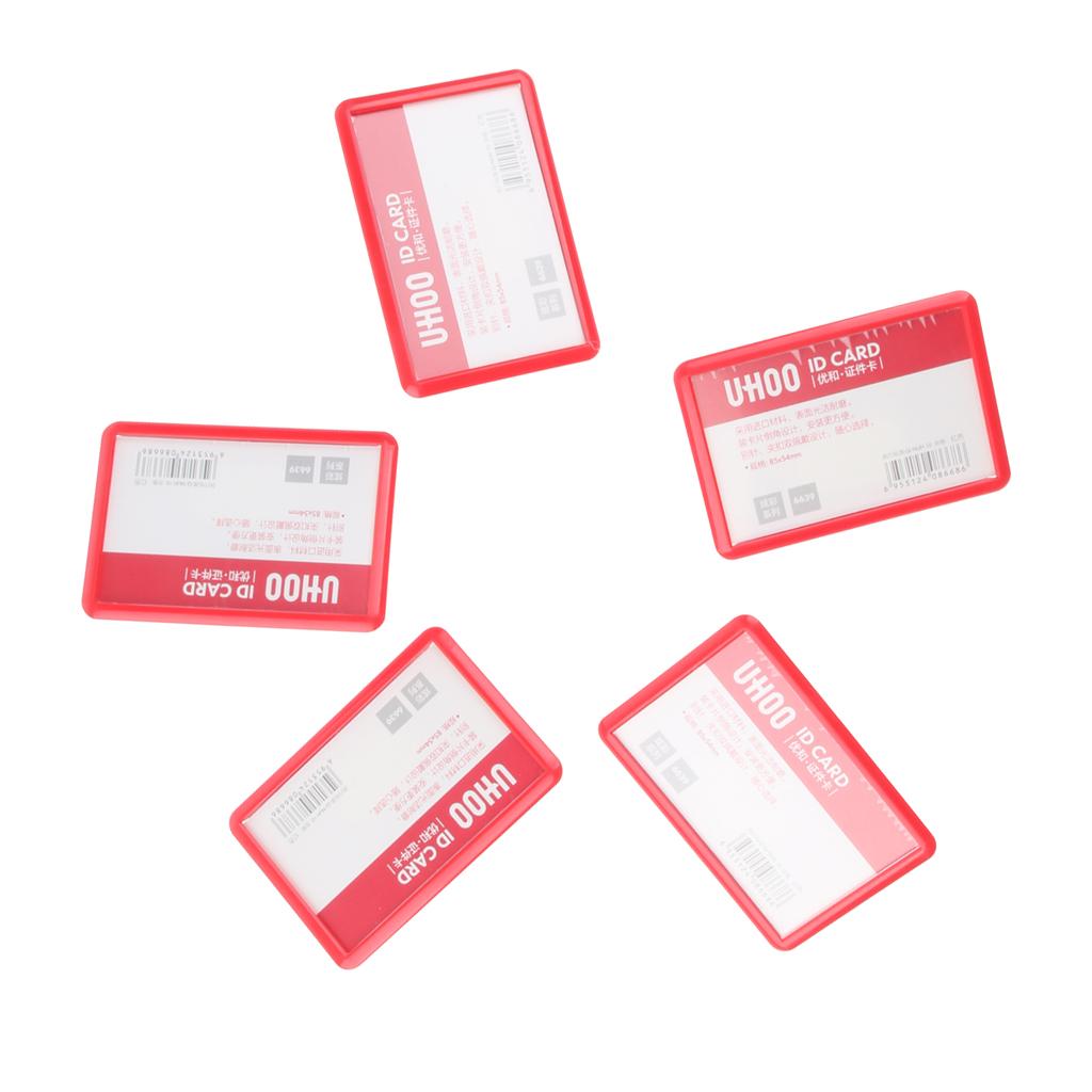 5 Pcs PP Name Badges ID Card Holder with Anti slip Combi Clip 4-color Red