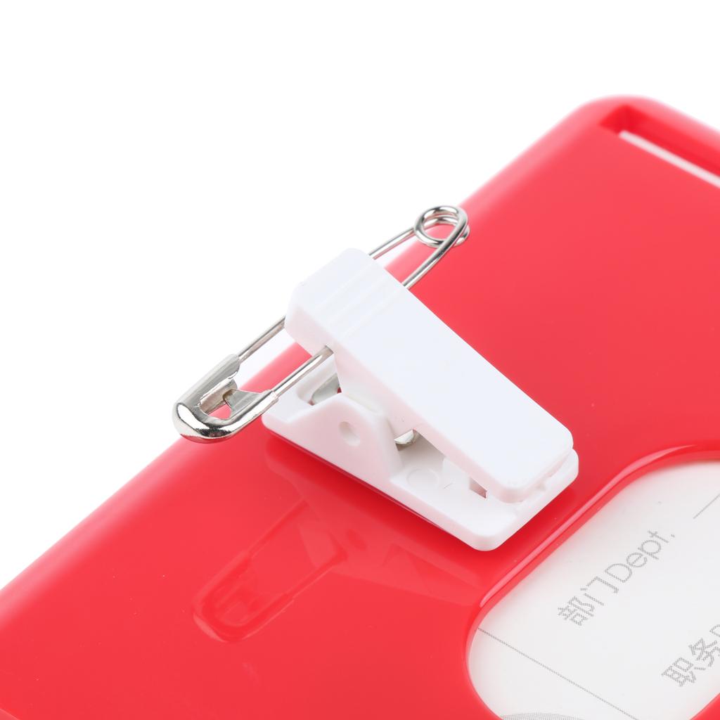 5 Pcs PP Name Badges ID Card Holder with Anti slip Combi Clip 4-color Red