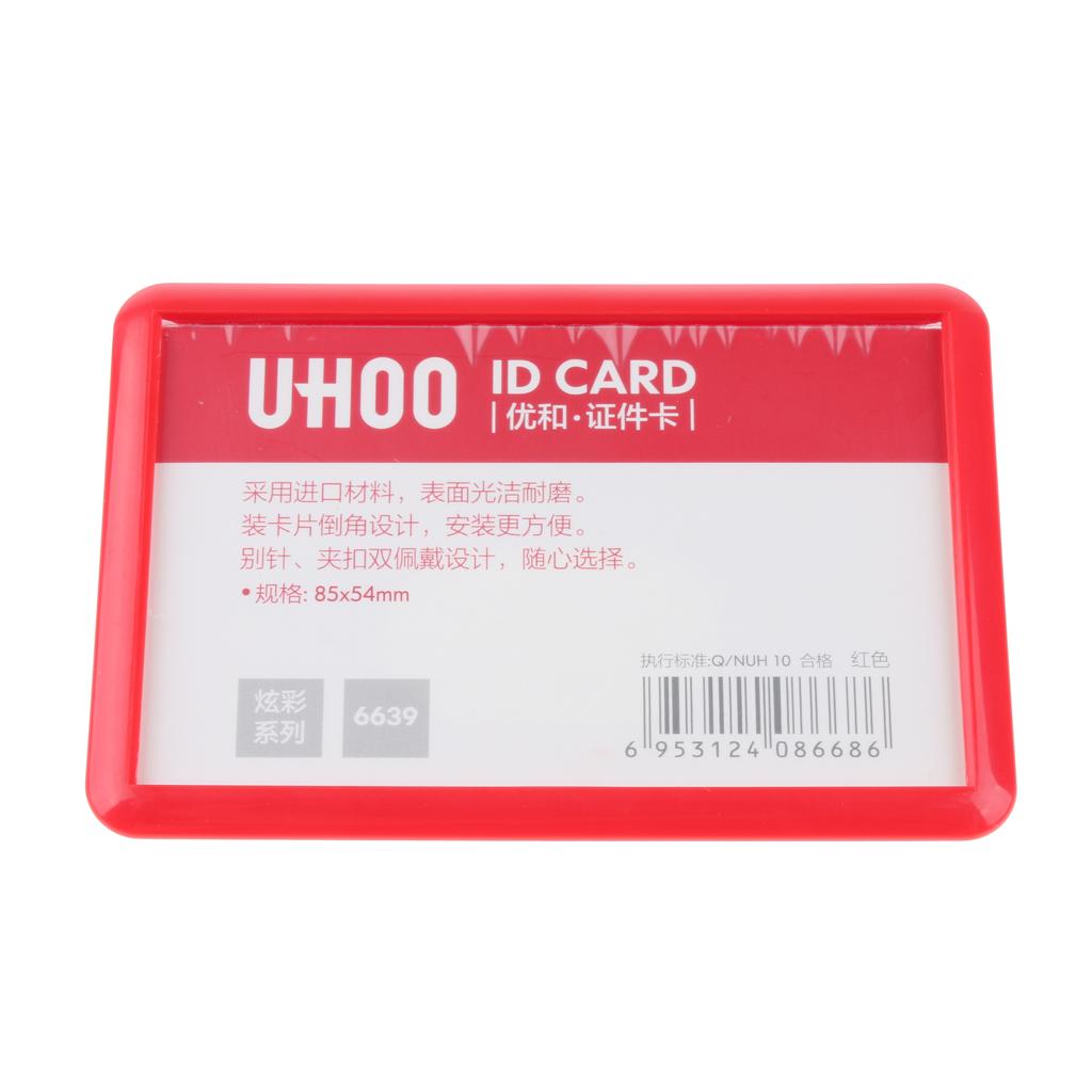 5 Pcs PP Name Badges ID Card Holder with Anti slip Combi Clip 4-color Red