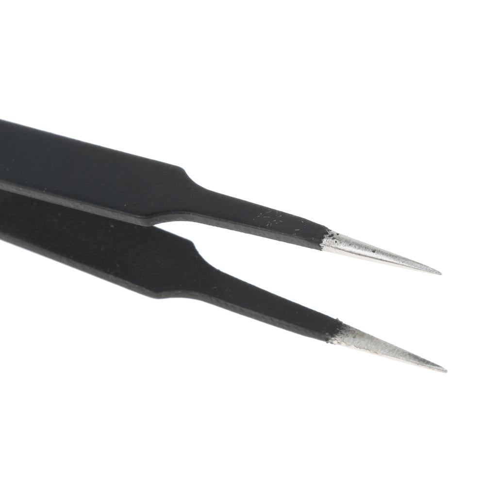 5 Pcs Stainless Steel Thickened Anti Static Tweezers for PCB Electronics, Very Fine Tip