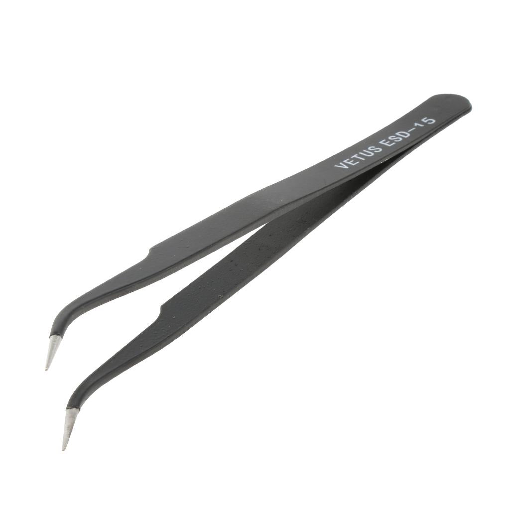 5 Pcs Laboratory Thickened Anti-static Stainless Steel Tweezers, Slant Tip