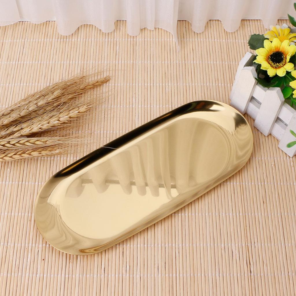 Stainless Steel Guest Towel Tray Storage Tray Dish Plate Tea Fruit Tray Gold