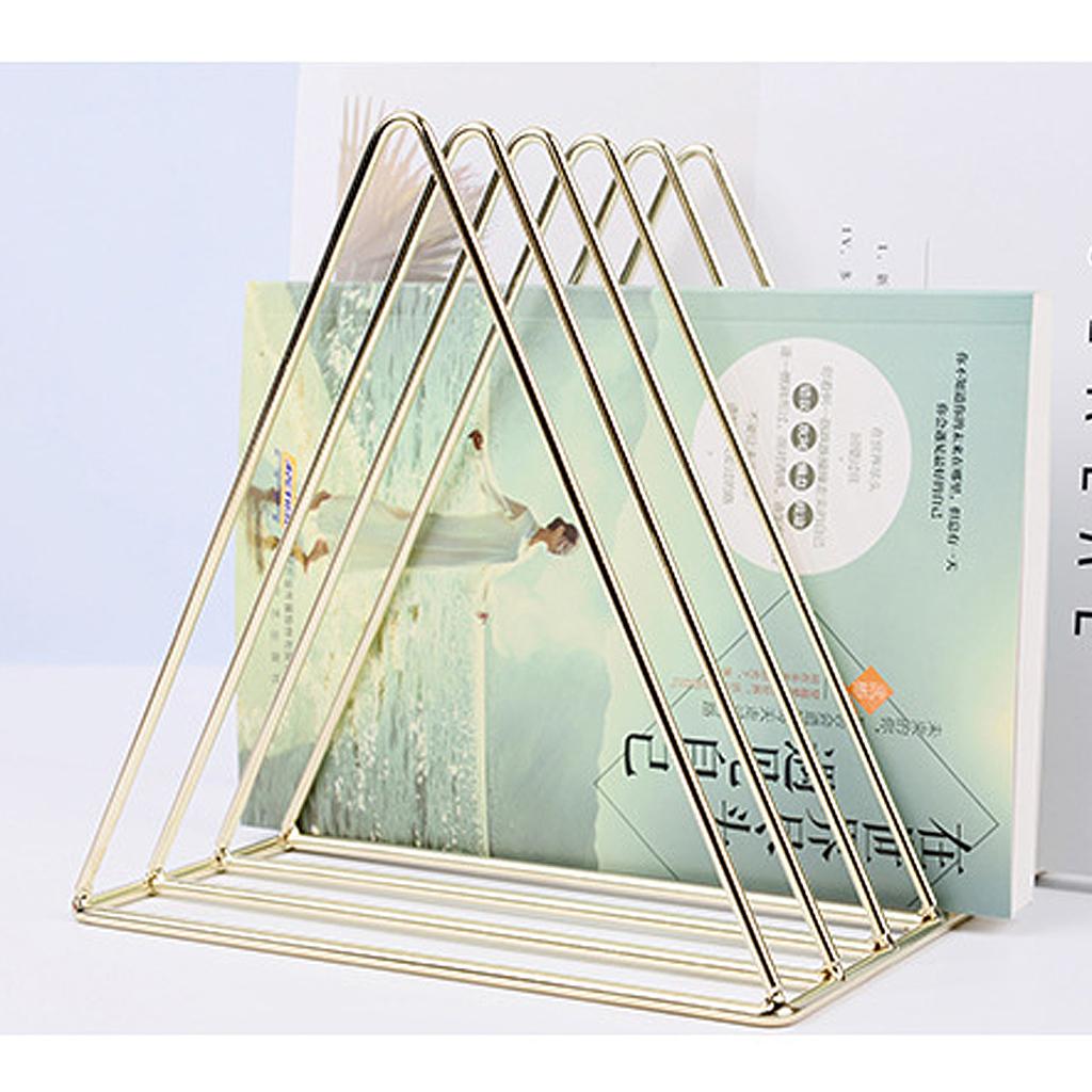 Chic Gold Metal Bookshelf Magazine Book Stand Rack Holder, Desktop Organizer