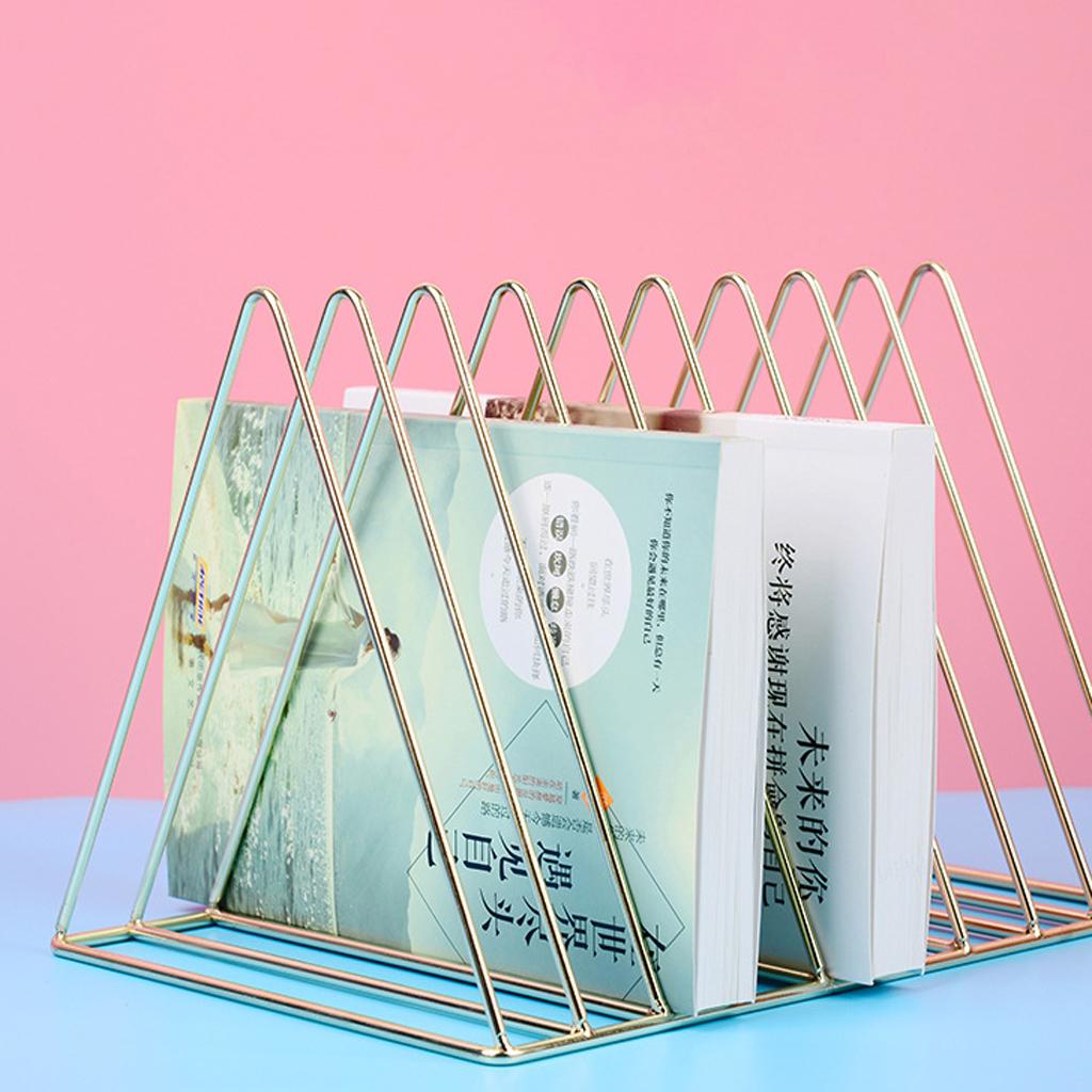 Chic Gold Metal Bookshelf Magazine Book Stand Rack Holder, Desktop Organizer