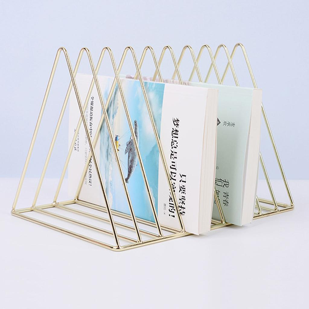 Chic Gold Metal Bookshelf Magazine Book Stand Rack Holder, Desktop Organizer