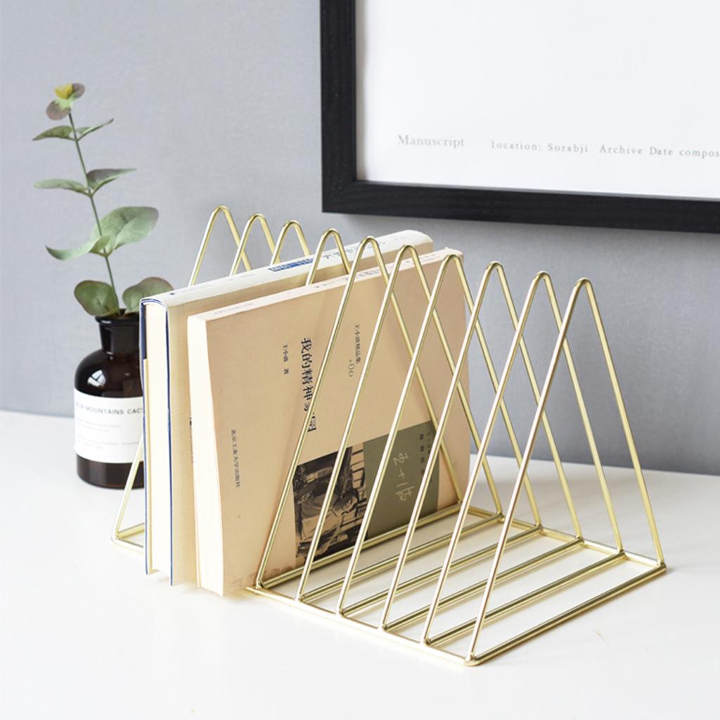 Rose Gold Metal Bookshelf Magazine Book Stand Rack Holder, Desktop Organizer