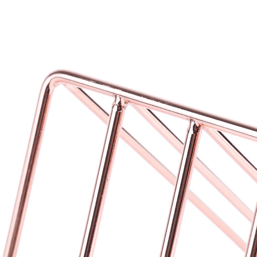 Rose Gold Metal Bookshelf Magazine Book Stand Rack Holder, Desktop Organizer