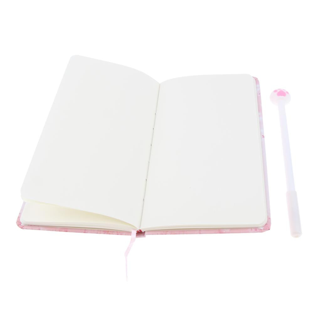 Cute Kitten Hardcover Writing Notebook Pack with Gel Pen #2 Cherry Blossom